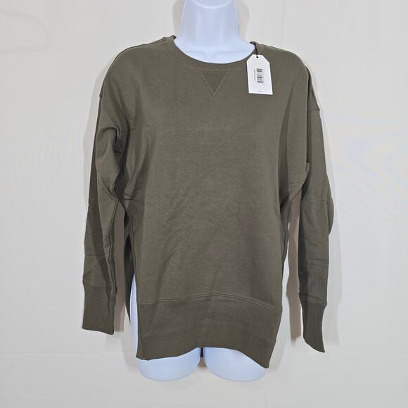 Universal Standard Olive Green Fiona Side Slit Sweatshirt Size 4XS(0/00) - Picture 1 of 7